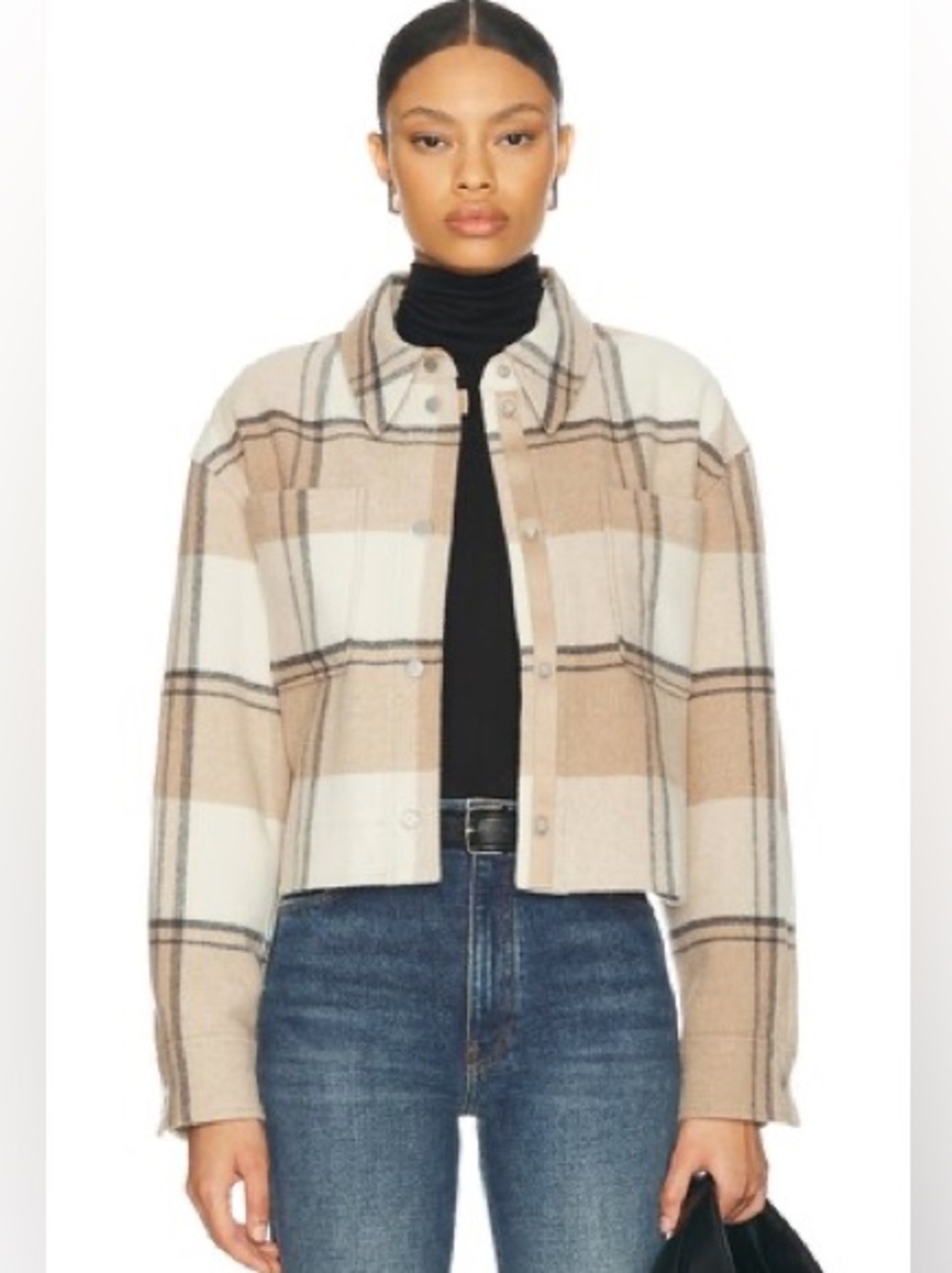 Canada Goose Almandine Cropped Plaid Shirt Jacket - Picture 2 of 9